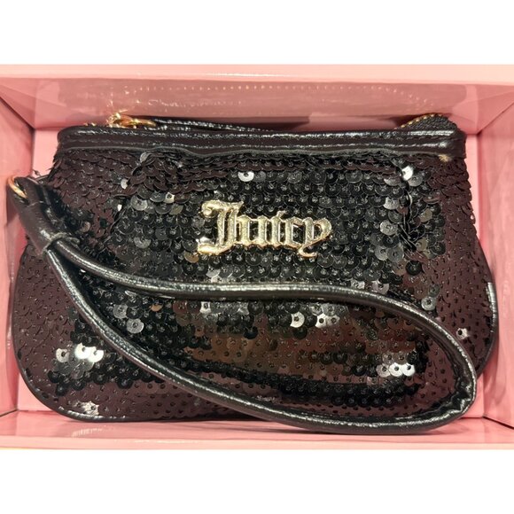 Juicy Couture Women’s 3 Piece Sequin Mini Hobo Bag with Wristlet Keychain Gift - Picture 4 of 7